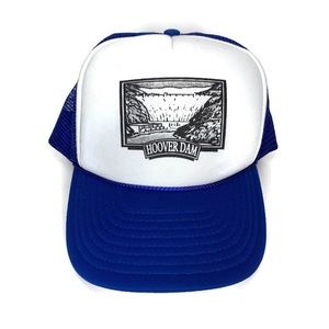 Hoover dam mesh trucker hat white and blue